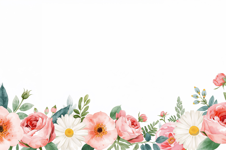 Pink Watercolor Floral Background example image 1