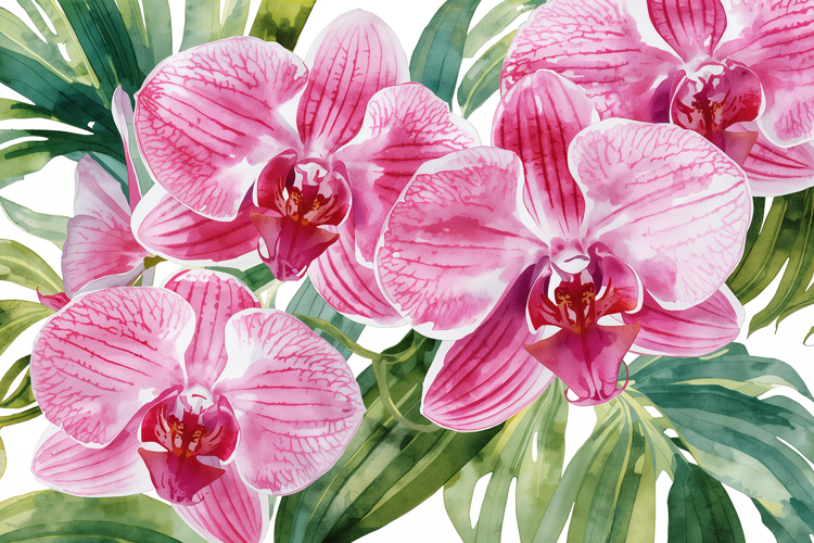 Pink Lily Watercolor Floral Background