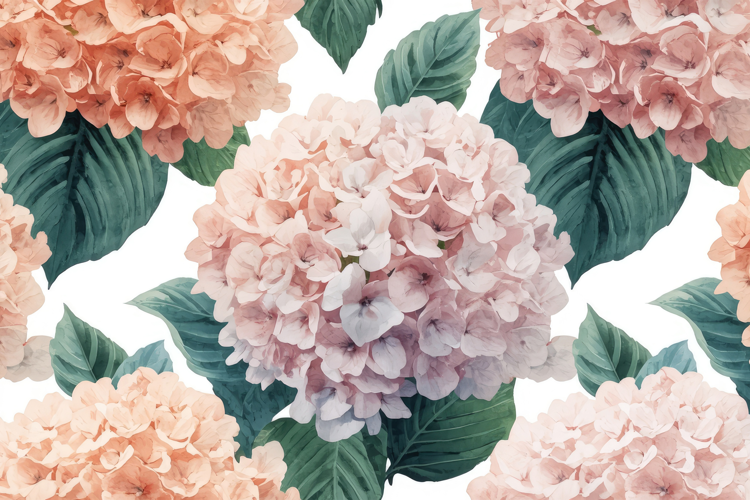 Watercolor Hydrangea Blossoms Background