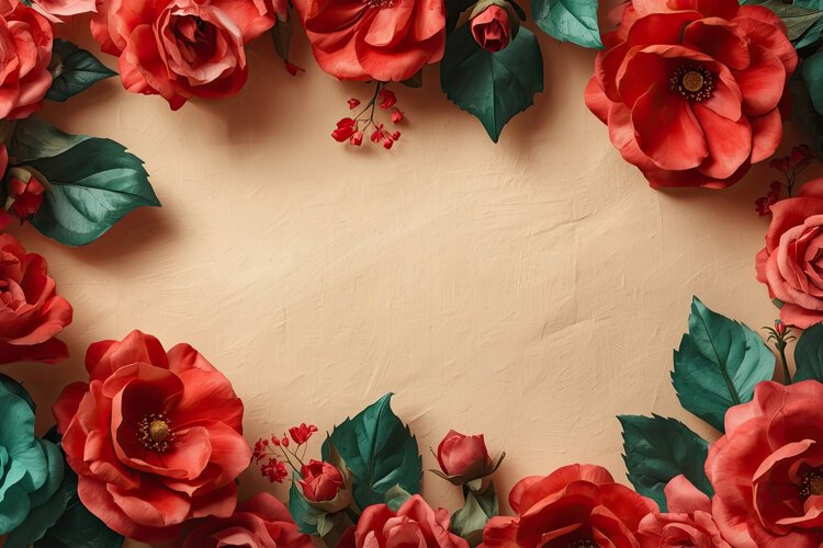 Border Of Red Flower Background example image 1