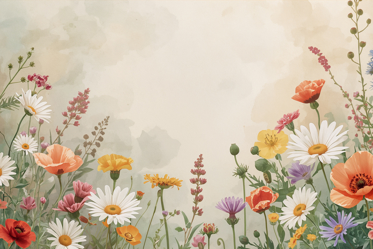 Watercolor Colorful Floral Background