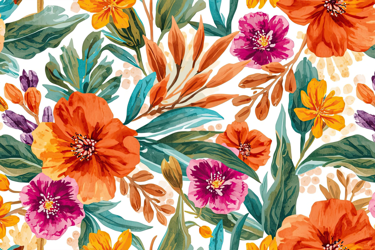 Watercolor Colorful Floral Background