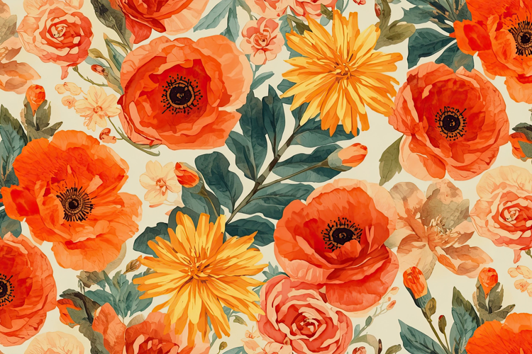 Watercolor Yellow Orange Floral Background