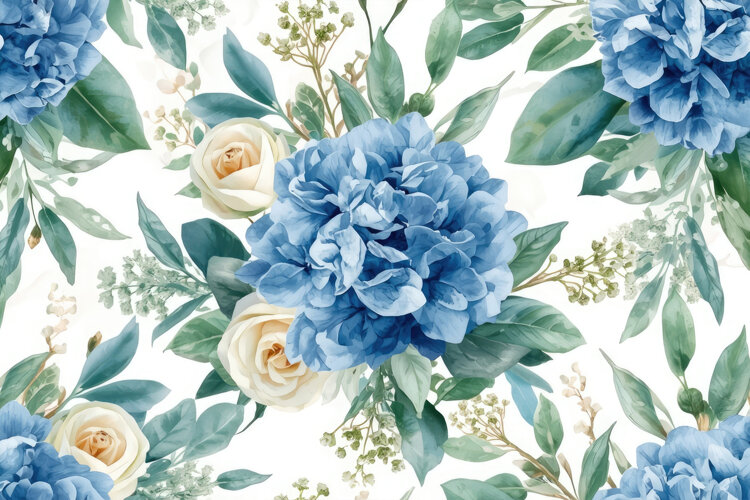 Blue Watercolor Floral Background example image 1