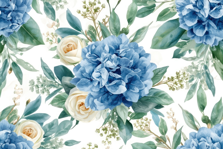 Blue Watercolor Floral Background