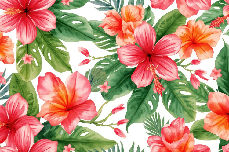 Watercolor Hibiscus Floral Background