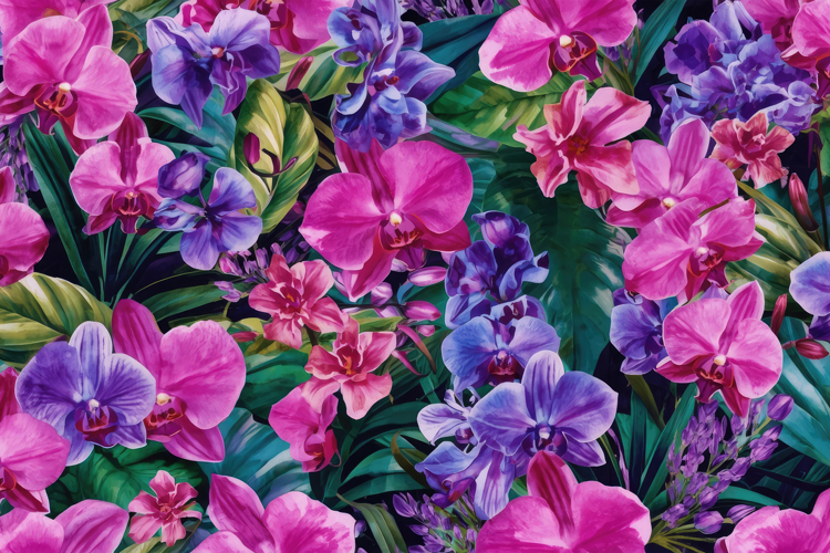 Vibrant Tropical Watercolor Floral Background