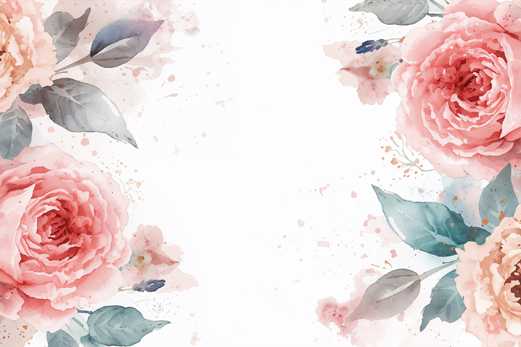 Pink Peach Watercolor Floral Background