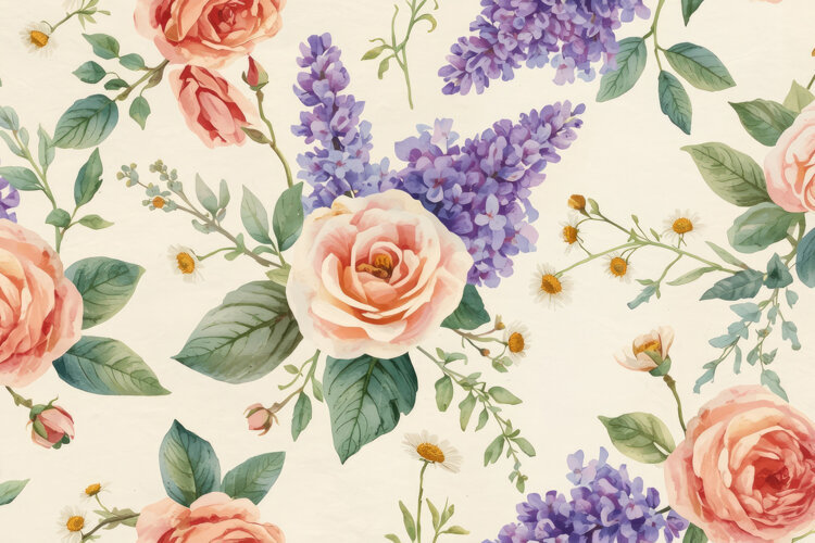 Soft Peach Watercolor Floral Background example image 1