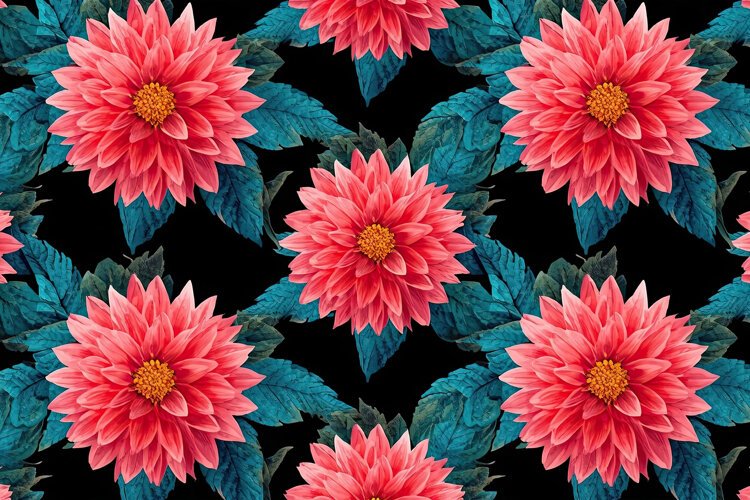 Watercolor Pink And Coral Dahlia Flower Background example image 1