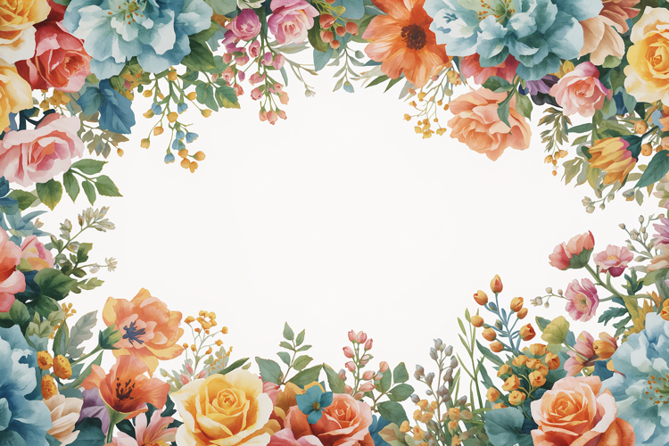 Watercolor Colorful Floral Background