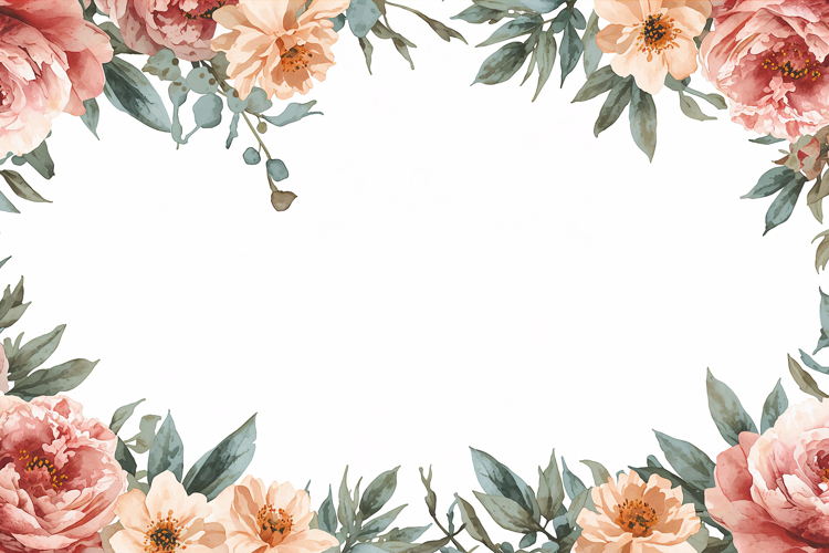 Watercolor Pink Peach Floral Background