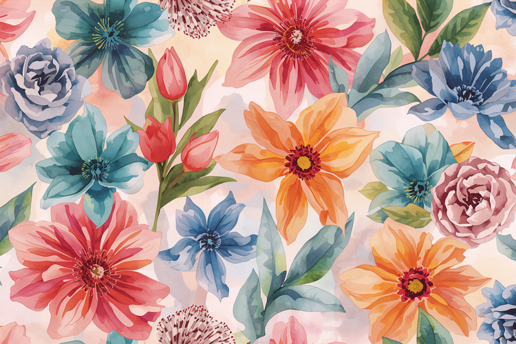 Watercolor Colorful Floral Background