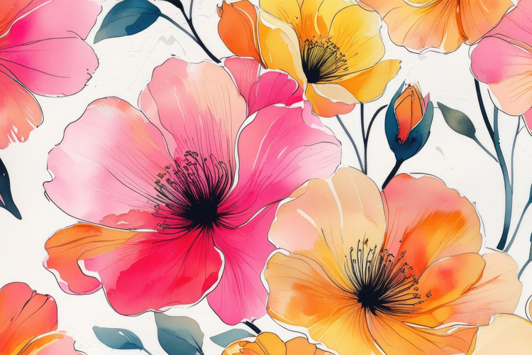Watercolor Floral Background Wallpaper