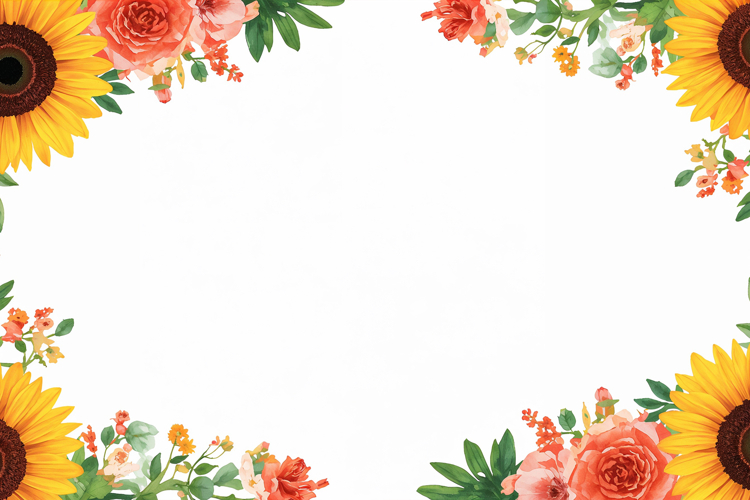 Watercolor Sunflower Floral Background