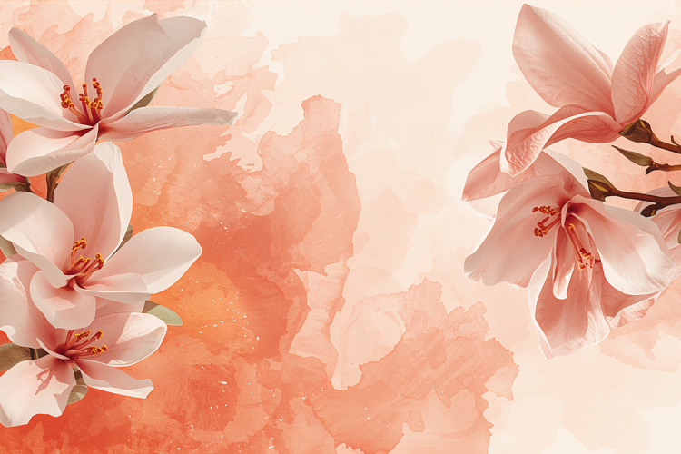 Magnolia Watercolor Floral Background Wallpaper