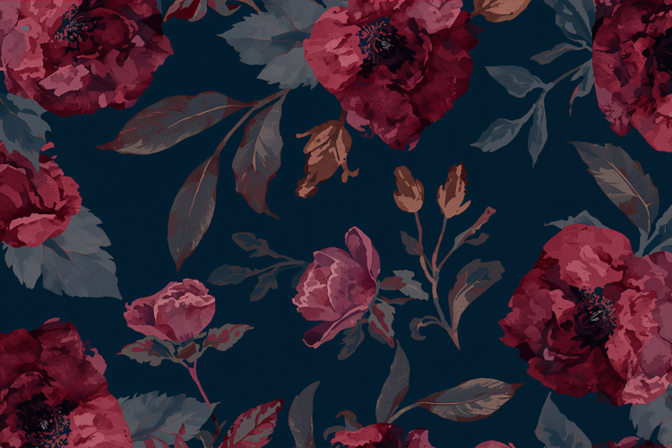 Dark Watercolor Floral Background Wallpaper example image 1