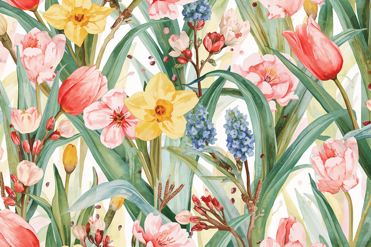 Pink And Yellow Watercolor Floral Background