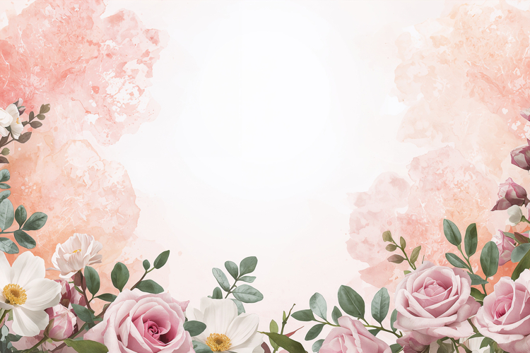 Soft Pink And White Watercolor Floral Background