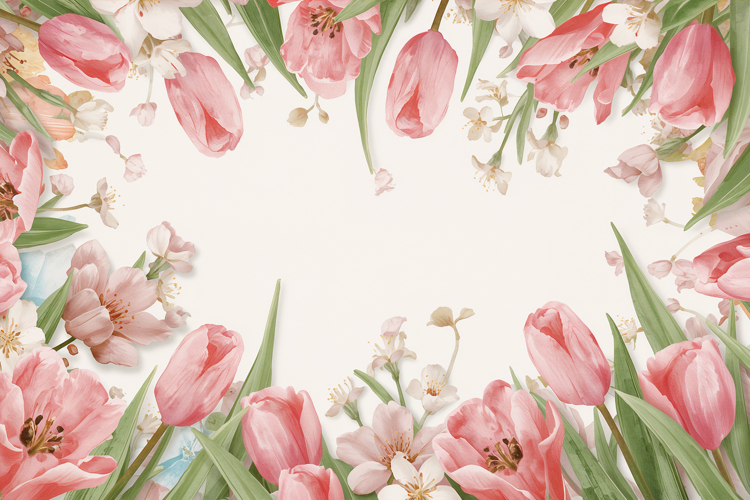 Pink Watercolor Tulips Background