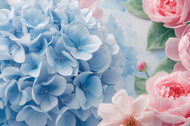 Blue Pink Floral Background