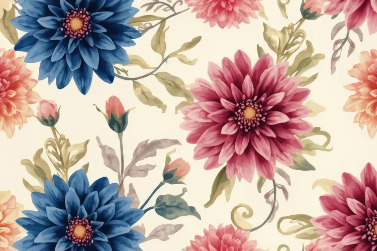 Watercolor Dahlia Flowers Background