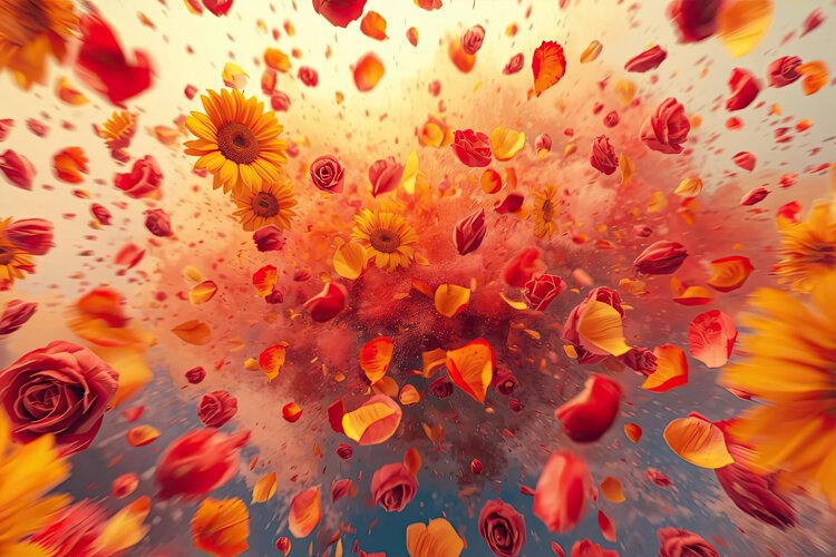 Burst Of Vibrant Flowers Background example image 1