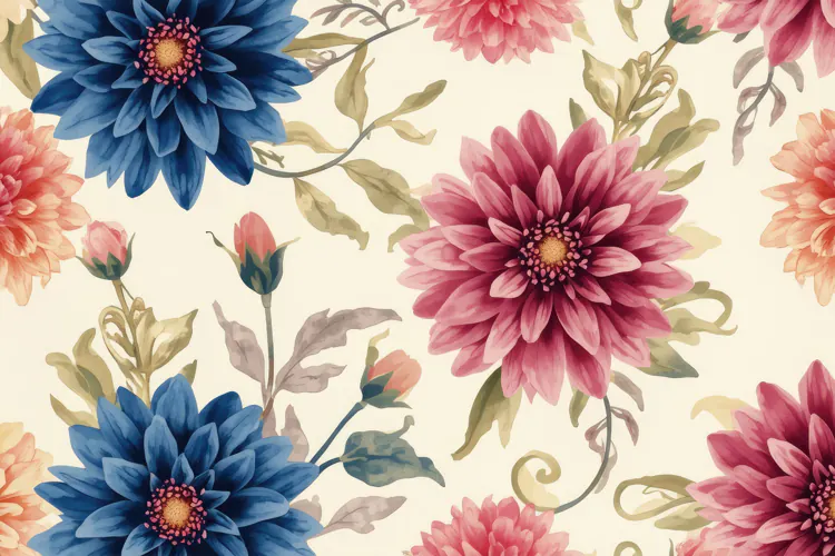 Watercolor Dahlia Flowers Background