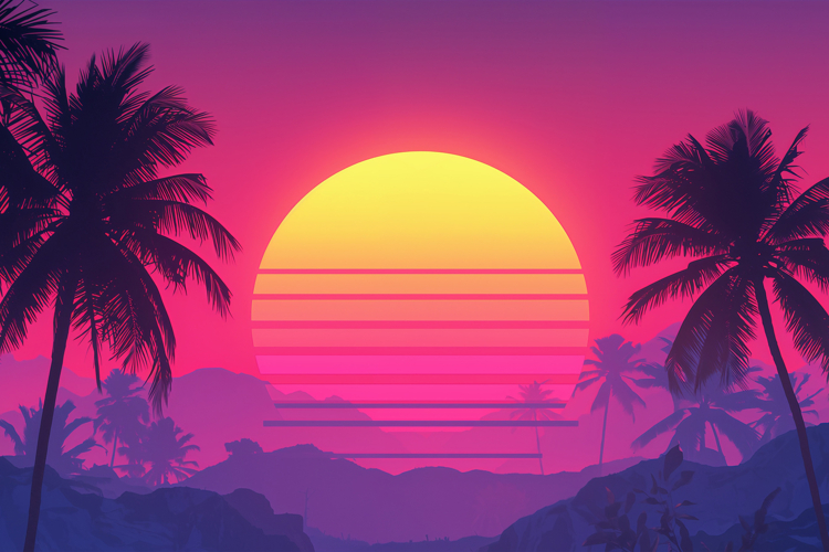 Neon Landscape Background Wallpaper example image 1