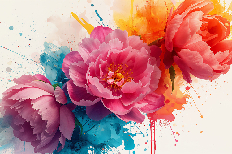 Big Watercolor Floral Background Wallpaper