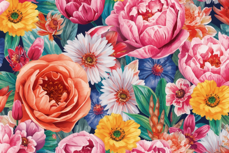 Watercolor Vibrant Floral Background