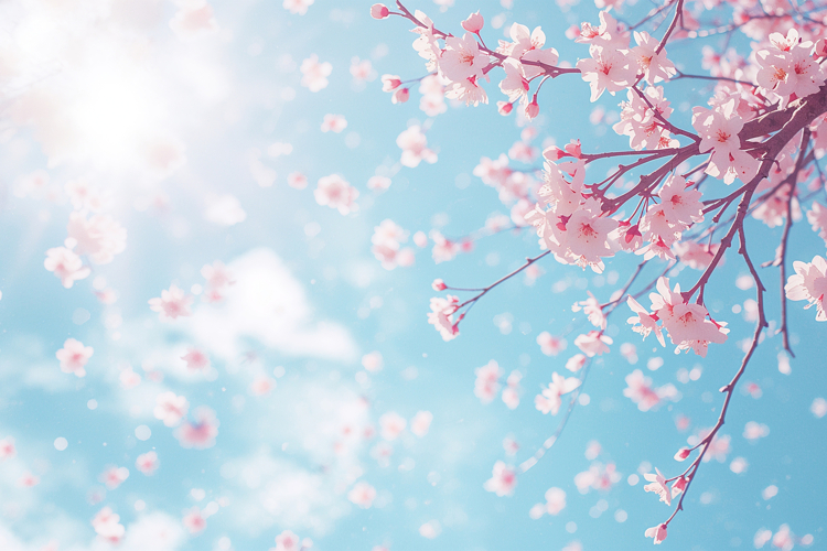 Cherry Blossom Sky Dreamy Background Wallpaper