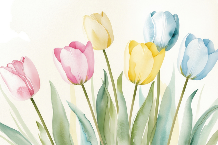 Watercolor Colorful Tulips Background Wallpaper