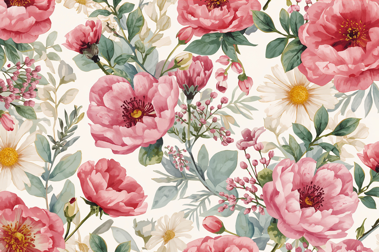 Dark Pink Watercolor Floral Background