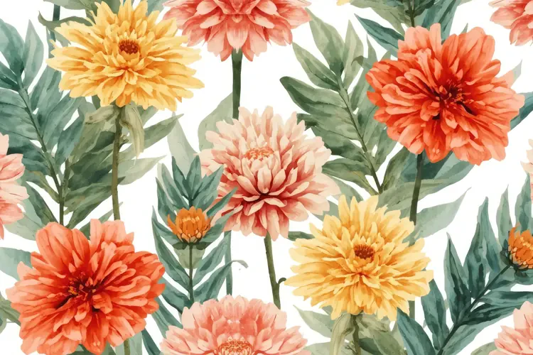 Watercolor Dahlia Flower Background