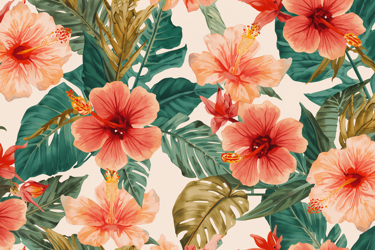 Vibrant Tropical Floral Background Wallpaper example image 1