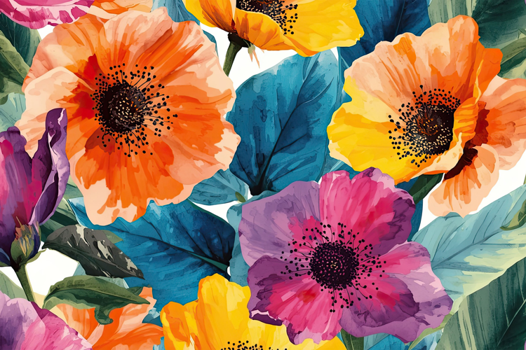 Watercolor Colorful Floral Background