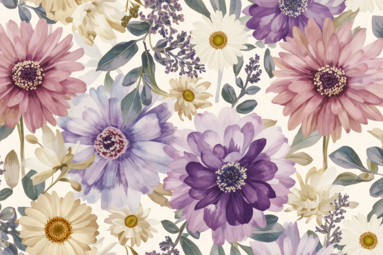 Soft Watercolor Flowers Background