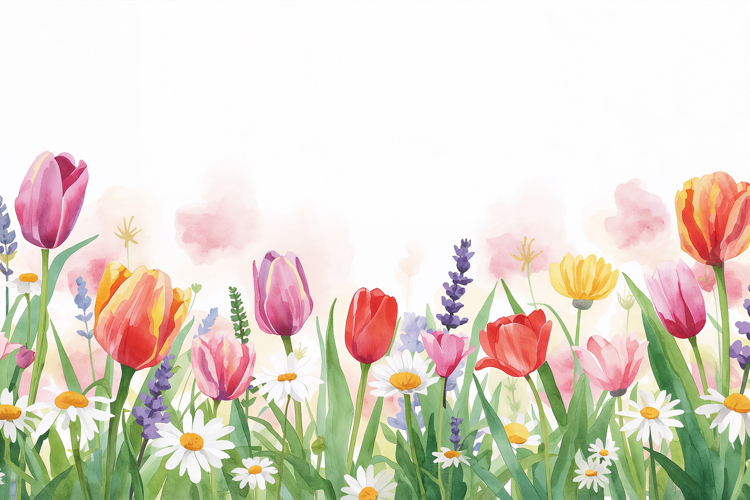 Colorful Watercolor Tulip Background