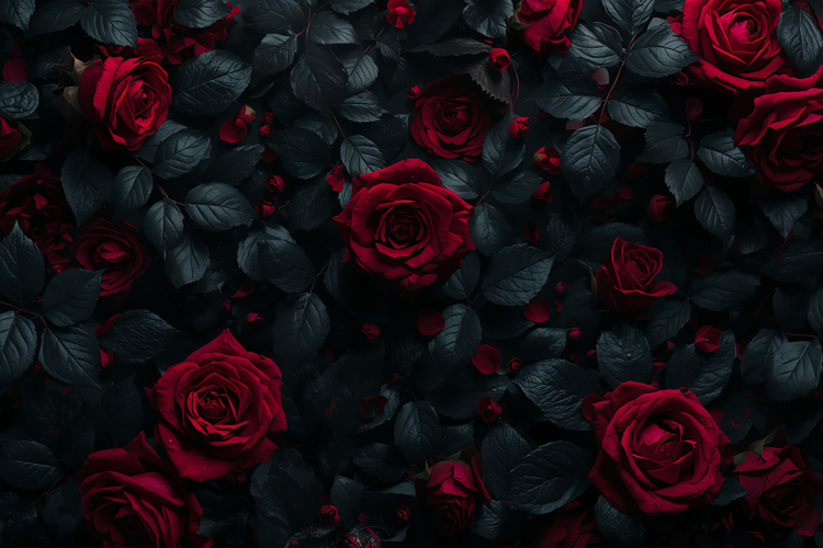 Roses With Dark Leaves Background Wallpaper example image 1