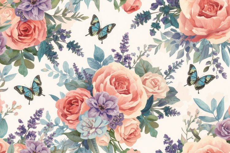 Soft Colorful Watercolor Floral Background