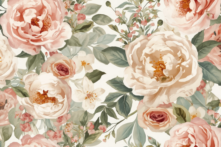 Watercolor Blush and Peach Floral Background