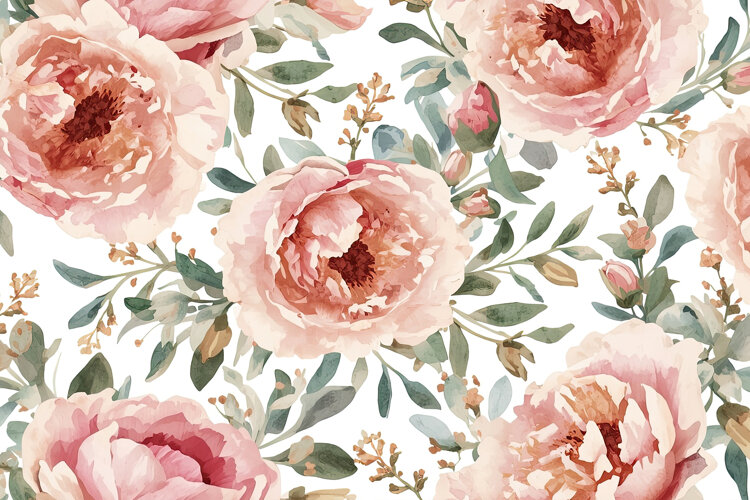 Watercolor Soft Roses Floral Background example image 1