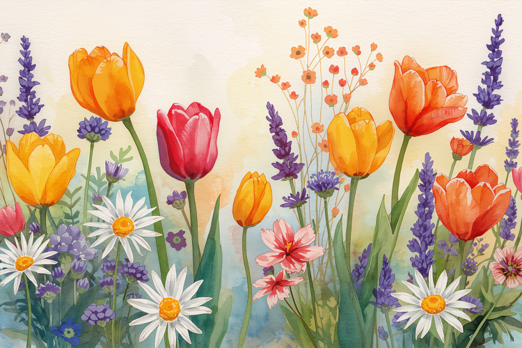 Colorful Watercolor Floral Background