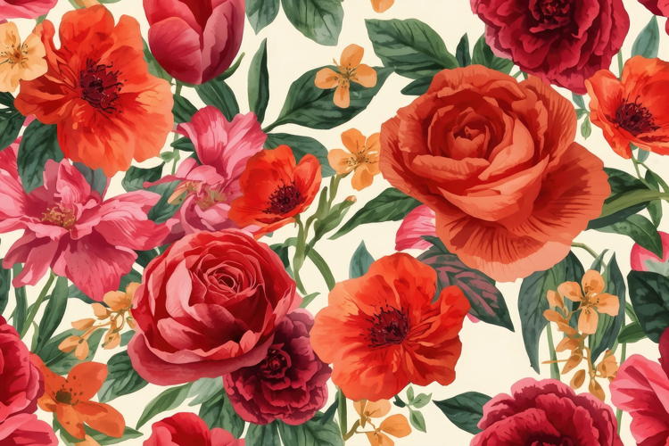 Watercolor Red Floral Background