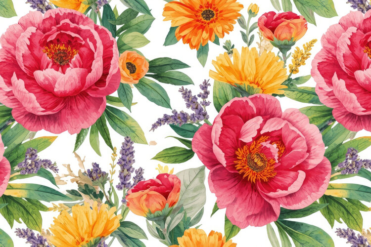 Watercolor Rose Floral Background example image 1