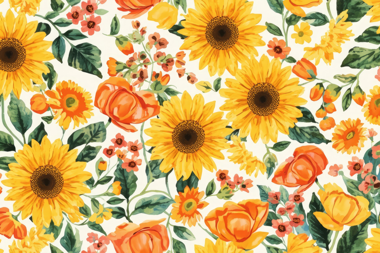Watercolor Sunflowers Background