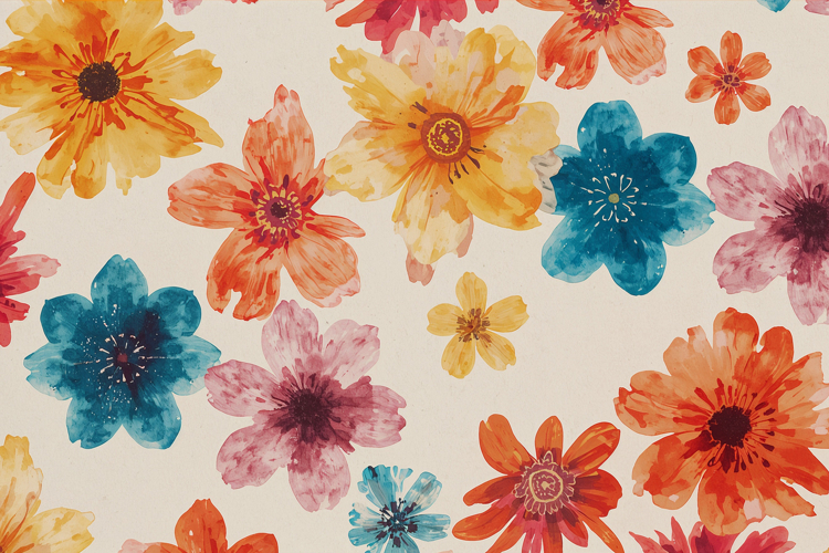 Handmade Watercolor Floral Background Wallpaper example image 1