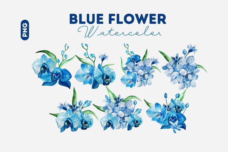 Blue Flower Watercolor Clipart