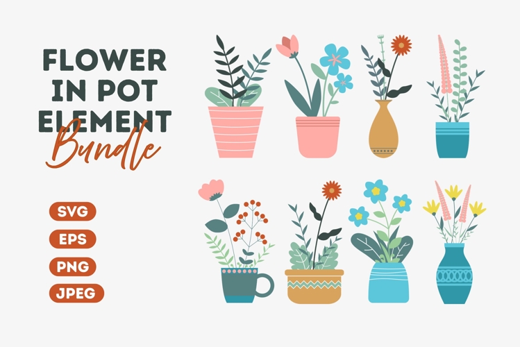 Flower in Pot Clipart Bundle